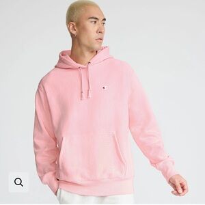 Champion Light Pink Reverse Weave Hoodie, C Logo